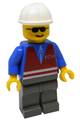 Red Vest and Zipper - Dark Gray Legs, White Construction Helmet, Sunglasses - trn058