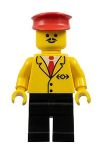Railway Employee Minifigure - Railway employee with black legs wearing a red hat and is 5 inches tall - trn060