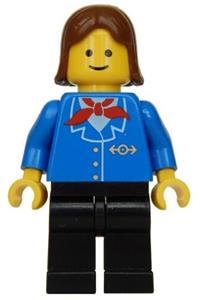 Railway Employee Minifigure - Female railway employee with black hair - trn064