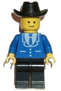 Suit with 3 Buttons Blue - Black Legs, Black Cowboy Hat trn089
