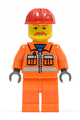 Orange Vest with Safety Stripes - Orange Legs, Red Construction Helmet, Brown Moustache, Dark Bluish Gray Hands - trn129a