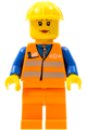 Orange Vest with Safety Stripes - Orange Legs, Yellow Construction Helmet, Female Dual Sided Head - trn145