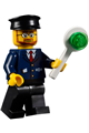 Train Conductor - Dark Blue Suit with Train Logo, Black Legs, Black Hat, Beard and Glasses - trn223