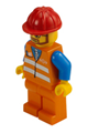 Orange Vest with Safety Stripes - Orange Legs, Red Construction Helmet, Beard and Glasses - trn224