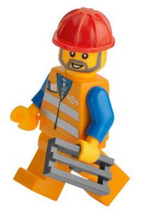 Orange Vest with Safety Stripes - Orange Legs, Red Construction Helmet, Gray Beard trn229