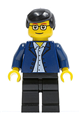 Dark Blue Jacket, Light Blue Shirt, Black Legs, Square Glasses, Black Male Hair - twn020