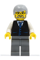 Black Vest with Blue Striped Tie, Dark Bluish Gray Legs, White Arms, Light Bluish Gray Male Hair, Glasses - twn028