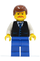 Black Vest with Blue Striped Tie, Blue Legs, White Arms, Reddish Brown Male Hair, Moustache - twn033