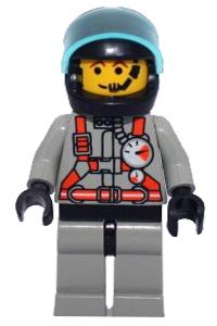 Firefighter Minifigure - City Center 2 firefighter with black helmet and light gray legs (black hips) - twn038