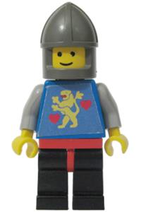 Castle Guard Minifigure - Castle guard, with a lion with hearts design, black legs, and a dark gray chin-guard - twn042