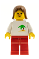 Minifigure with red legs resembling a palm tree, featuring brown female hair - twn043