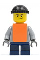 Plain Light Bluish Gray Torso, Dark Blue Short Legs, Knit Cap, Orange Vest - twn059