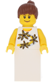Yellow Flowers - Reddish Brown Ponytail Hair, White Skirt - twn065