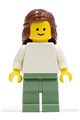 Plain White Torso with White Arms, Sand Green Legs, Reddish Brown Female Hair Mid-Length - twn073