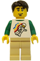 Tourist, Classic Space Minifigure Floating Pattern, Tan Legs, Dark Brown Short Tousled Hair - twn079