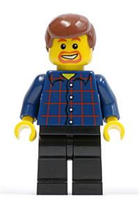 Male in Plaid Button Shirt - Male with a reddish brown male hair and beard around the mouth wearing a plaid button shirt and black legs - twn081