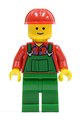 Overalls Farmer Green, Red Construction Helmet - twn106