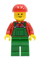 Overalls farmer green, red construction helmet - twn106