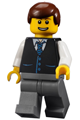 Taxi Driver - Black Vest with Blue Striped Tie, Dark Bluish Gray Legs, White Arms, Reddish Brown Male Hair - twn108