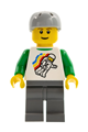 Classic Space Minifigure Floating Pattern, Dark Bluish Gray Legs, Sports Helmet - twn113