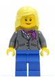 Dark Bluish Gray Jacket with Magenta Scarf, Blue Legs, Bright Light Yellow Female Hair Mid-Length - twn119