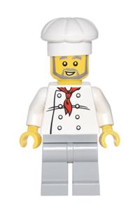 Chef - White Torso with 8 Buttons, Light Bluish Gray Legs, Gray Beard twn120