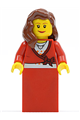 Sweater Cropped with Bow, Heart Necklace, Red Skirt, Reddish Brown Female Hair over Shoulder, Small Eylashes and Wide Smile - twn121