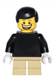 Plain Black Torso with Black Arms, Tan Short Legs, Black Male Hair - twn122