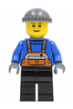 Overalls with Safety Stripe Orange, Black Legs, Dark Bluish Gray Knit Cap, Brown Eyebrows, Thin Grin - twn123