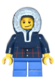 Plaid Button Shirt, Blue Short Legs, Dark Blue Hood - twn125