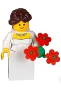 Bride Minifigure - Bride wearing a wedding dress with a necklace - twn157