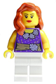 Female Dark Purple Blouse with Gold Sash and Flowers, White Legs, Red Lips - twn171