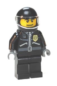 Police - City Leather Jacket with Gold Badge, Black Helmet, Trans-Clear Visor twn182