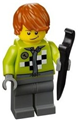 Lime Jacket with Wrench and Black and White Checkered Pattern, Dark Bluish Gray Legs, Dark Orange Hair, Crooked Smile - twn184