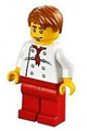 Chef with a white torso with 8 buttons, red legs, and dark orange short tousled hair - twn187