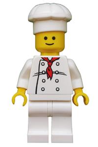 Chef Minifigure - Chef with a white torso featuring 8 buttons and no wrinkles, white legs, and a standard grin - twn192b