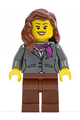 Dark Bluish Gray Jacket with Magenta Scarf, Reddish Brown Legs, Reddish Brown Female Hair over Shoulder - twn196