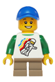 Classic Space Minifigure Floating Pattern, Short Dark Tan Legs, Blue Short Bill Cap - twn208