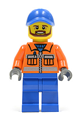 Construction Worker - Orange Zipper, Safety Stripes, Orange Arms, Blue Legs, Blue Cap with Hole - twn231