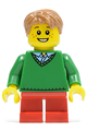 Boy, Green V-Neck Sweater, Red Short Legs - twn242