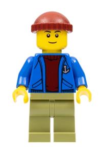 Light Keeper Minifigure - Light Keeper wearing a blue anchor jacket - twn263