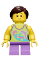 Girl, Dolphin Top, Short Medium Lavender Legs, Dark Brown Ponytail and Swept Sideways Fringe - twn265