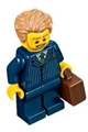Businessman with pinstripe jacket and gold tie, dark blue legs, and medium nougat tousled hair - twn277