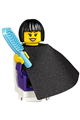 Female Dark Purple Blouse with Gold Sash and Flowers, Dark Purple Legs, Black Bob Cut Hair, Cape - twn281