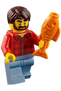 Flannel Shirt Minifigure - Minifigure wearing a flannel shirt with sand blue legs and an aviator cap - twn286