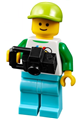 Minifigure with Floating Pattern, Medium Azure Legs, Lime Short Bill Cap - twn304