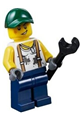 Mechanic wearing a dark green cap and dark blue legs - twn334