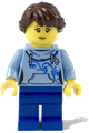 Female, Dark Brown Hair with Long Braid, Bright Light Blue Hoodie, Blue Legs (Ludo Blue) - twn348