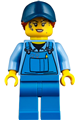 Mechanic Female with Dark Blue Cap, Dark Orange Ponytail, Medium Blue Shirt and Blue Overalls - twn358