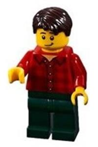 Man with Red Flannel Shirt, Dark Green Pants and, Dark Brown Hair twn363